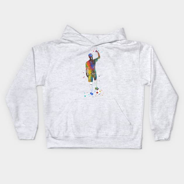 Male Soccer Player Kids Hoodie by RosaliArt